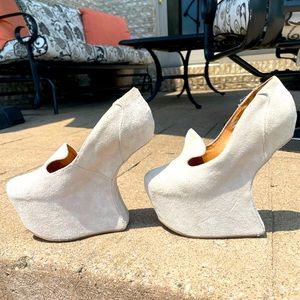 White Suede Jeffrey Campbells